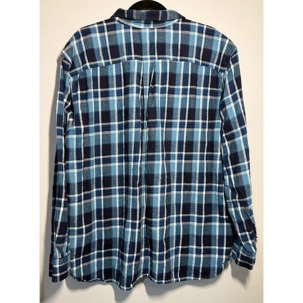 The North Face Flannel Button Up Shirt Men's Size 2XL Blue Plaid Long Sleeve